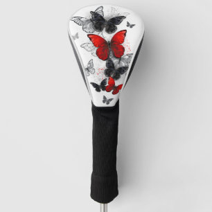 Flying Black and Red Morpho Butterflies Golf Head Cover