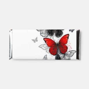 Flying Black and Red Morpho Butterflies Hershey Bar Favors