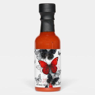 Flying Black and Red Morpho Butterflies Hot Sauces