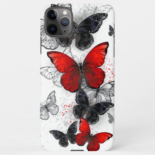 Flying Black and Red Morpho Butterflies iPhone 11Pro Max Case