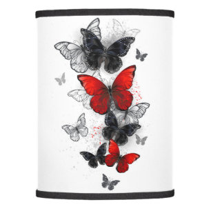 Flying Black and Red Morpho Butterflies Lamp Shade