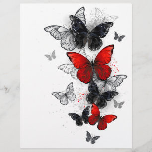 Flying Black and Red Morpho Butterflies Letterhead