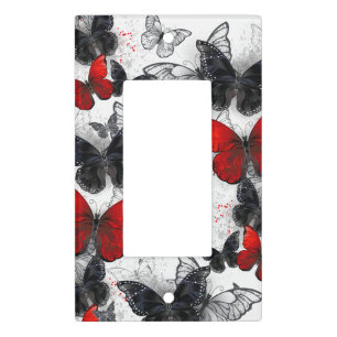Flying Black and Red Morpho Butterflies Light Switch Cover