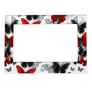 Flying Black and Red Morpho Butterflies Magnetic Frame