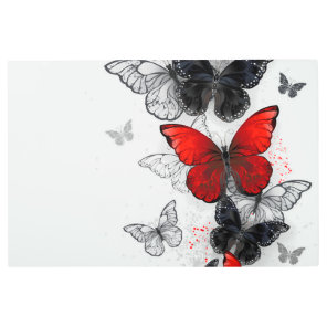 Flying Black and Red Morpho Butterflies Metal Print