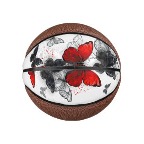 Flying Black and Red Morpho Butterflies Mini Basketball