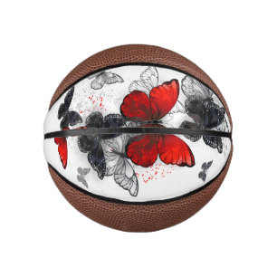 Flying Black and Red Morpho Butterflies Mini Basketball