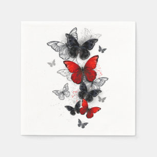 Flying Black and Red Morpho Butterflies Napkins