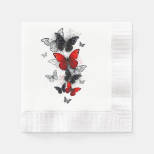 Flying Black and Red Morpho Butterflies Napkins