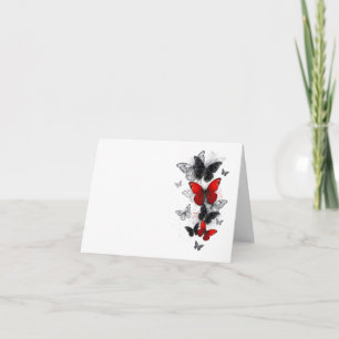 Flying Black and Red Morpho Butterflies Note Card