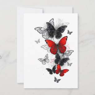 Flying Black and Red Morpho Butterflies Note Card