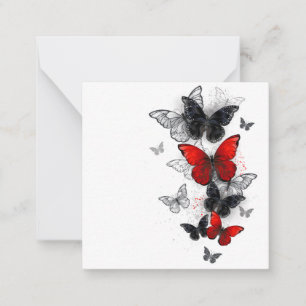 Flying Black and Red Morpho Butterflies Note Card