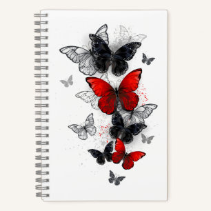 Flying Black and Red Morpho Butterflies Notebook