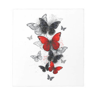 Flying Black and Red Morpho Butterflies Notepad