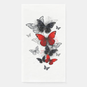 Flying Black and Red Morpho Butterflies Paper Guest Towels