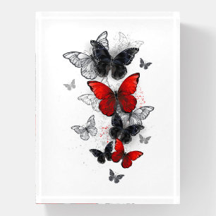 Flying Black and Red Morpho Butterflies Paperweight