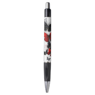 Flying Black and Red Morpho Butterflies Pen