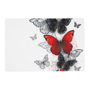 Flying Black and Red Morpho Butterflies Placemat
