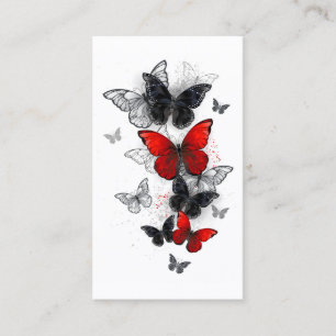 Flying Black and Red Morpho Butterflies Referral Card