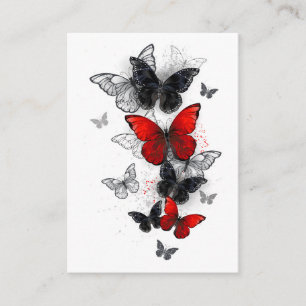 Flying Black and Red Morpho Butterflies Referral Card