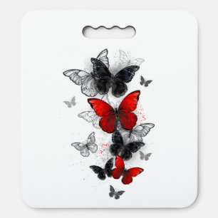 Flying Black and Red Morpho Butterflies Seat Cushion