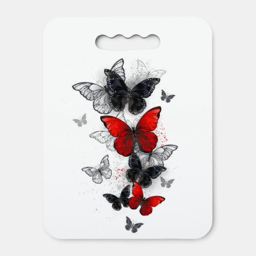 Flying Black and Red Morpho Butterflies Seat Cushion