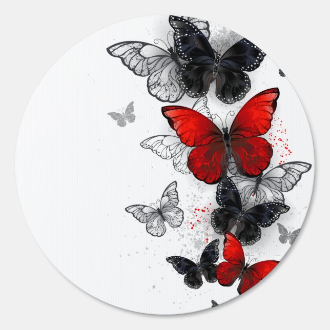 Flying Black and Red Morpho Butterflies Sign (Front)