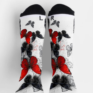 Flying Black and Red Morpho Butterflies Socks