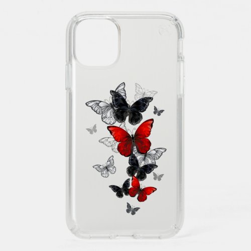 Flying Black and Red Morpho Butterflies Speck iPhone 11 Case