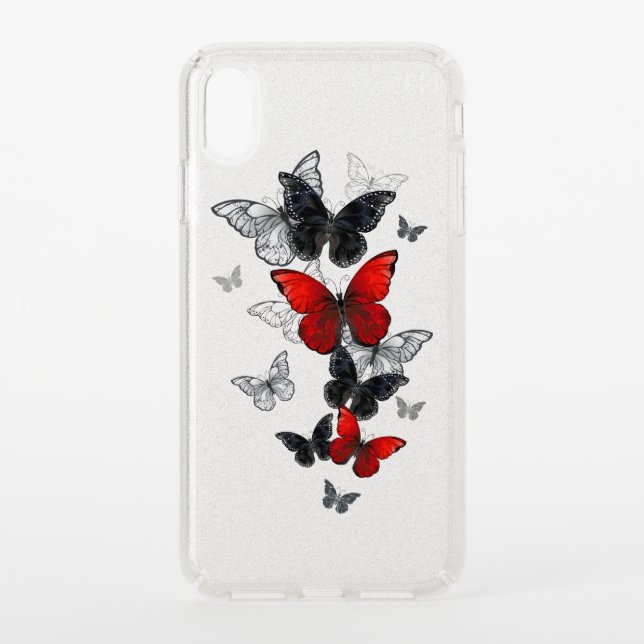 Flying Black and Red Morpho Butterflies Speck iPhone XS Max Case (Front)