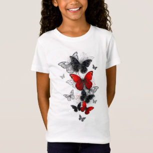 Flying Black and Red Morpho Butterflies T-Shirt