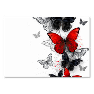Flying Black and Red Morpho Butterflies Table Number
