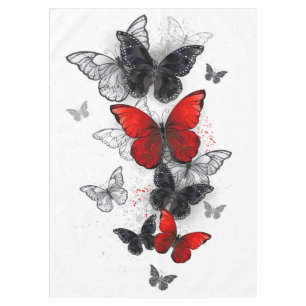 Flying Black and Red Morpho Butterflies Tablecloth