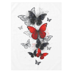 Flying Black and Red Morpho Butterflies Tablecloth