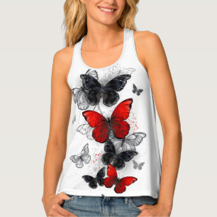 Flying Black and Red Morpho Butterflies Tank Top