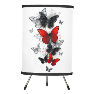 Flying Black and Red Morpho Butterflies Tripod Lamp