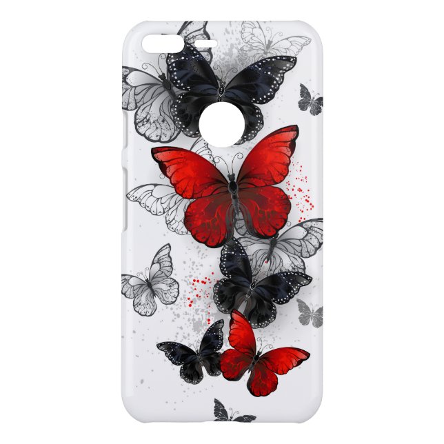 Flying Black and Red Morpho Butterflies Uncommon Google Pixel XL Case (Back)