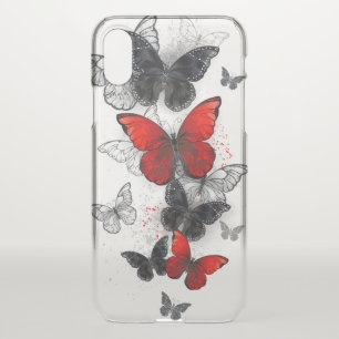 Flying Black and Red Morpho Butterflies iPhone X Case