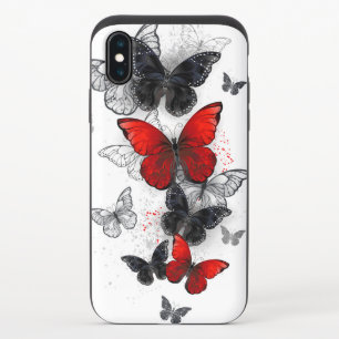 Flying Black and Red Morpho Butterflies iPhone XS Slider Case