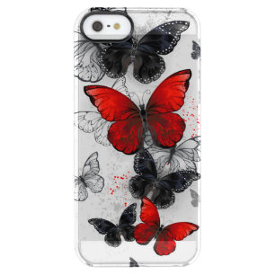 Flying Black and Red Morpho Butterflies Clear iPhone SE/5/5s Case
