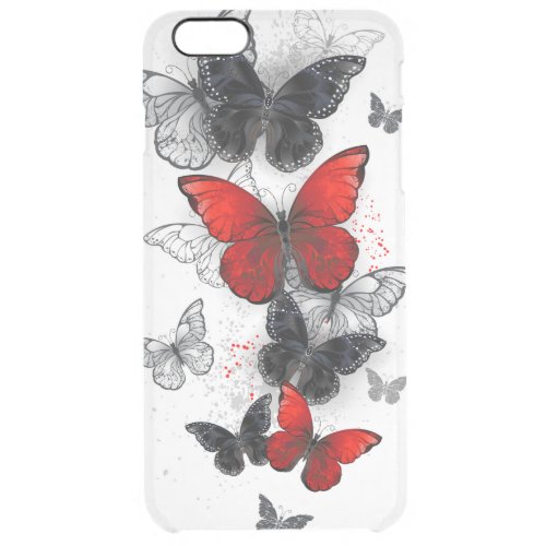 Flying Black and Red Morpho Butterflies Clear iPhone 6 Plus Case