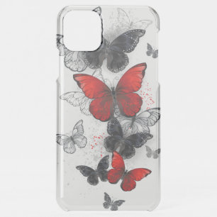 Flying Black and Red Morpho Butterflies iPhone 11 Pro Max Case