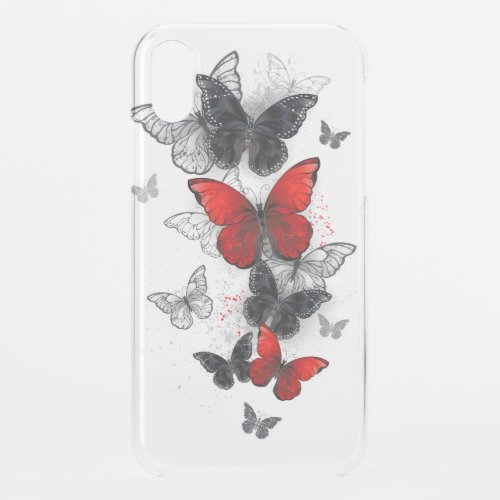Flying Black and Red Morpho Butterflies iPhone XR Case