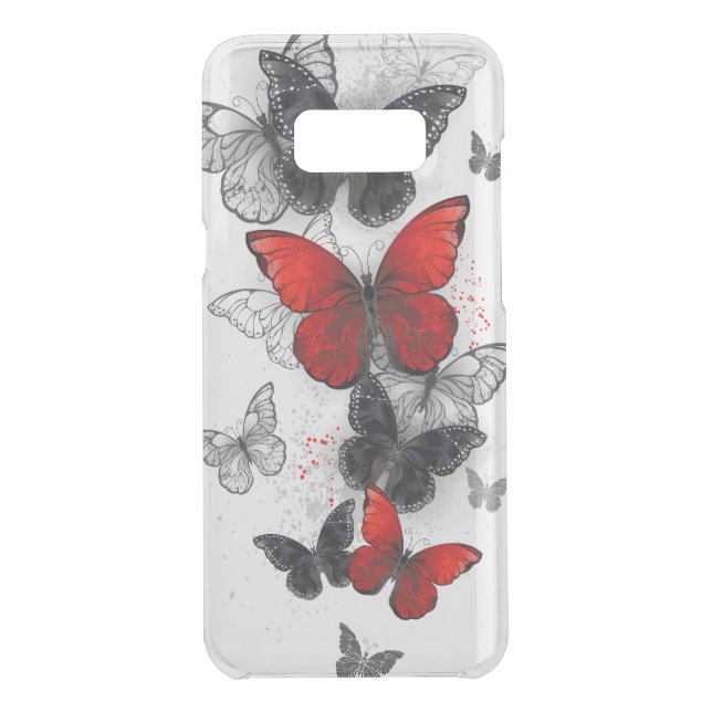 Flying Black and Red Morpho Butterflies Uncommon Samsung Galaxy Case (Back)
