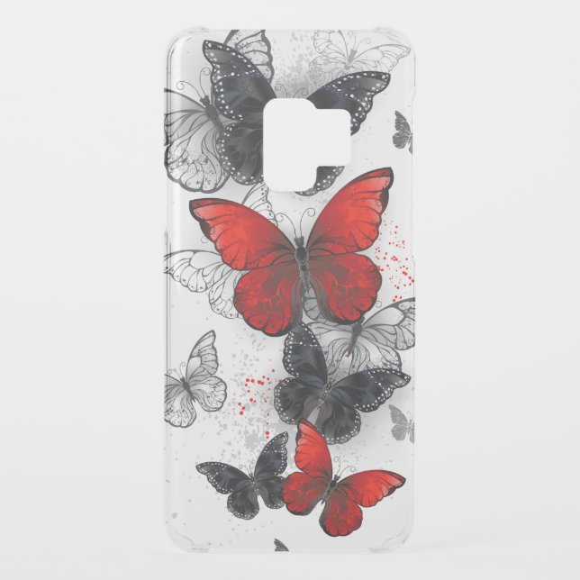 Flying Black and Red Morpho Butterflies Uncommon Samsung Galaxy Case (Back)