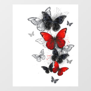 Flying Black and Red Morpho Butterflies Wall Decal