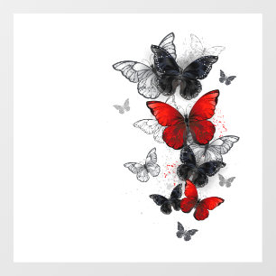 Flying Black and Red Morpho Butterflies Window Cling