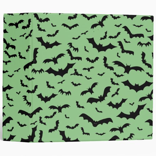 Flying Black Bats Green 3 Ring Binder