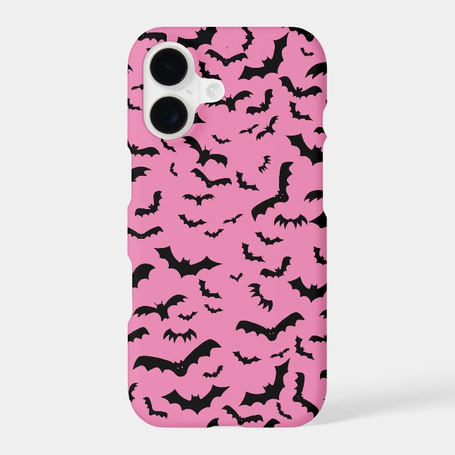 Flying Black Bats Pattern Pink Case-Mate iPhone Case (Back)
