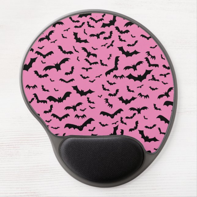 Flying Black Bats Pink Gel Mouse Pad (Front)